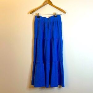 Monodoc Blue Tiered Maxi Skirt NWT XS 100% Cotton